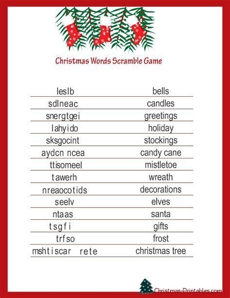 Image Result For Christmas Word Scramble Answers