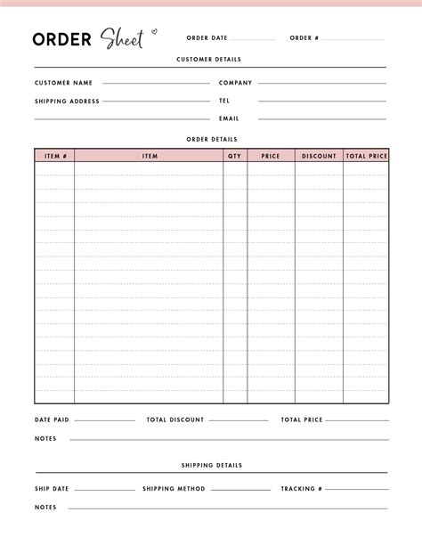 Free Printable Order Forms Download For Excel Download For Word