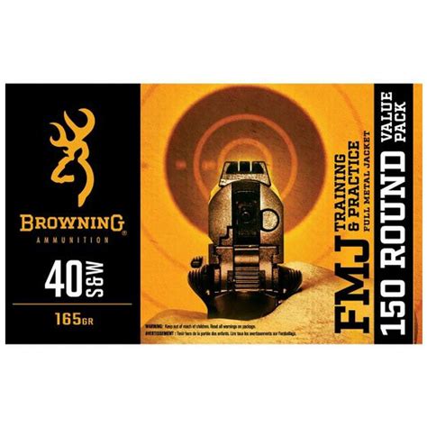 Browning Training And Practice B191800405 165 Grain Fmj 40 Sandw Ammo 150