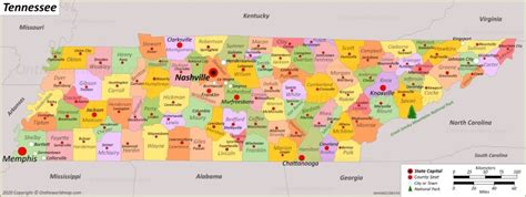 Detailed Map Of Tennessee Cities