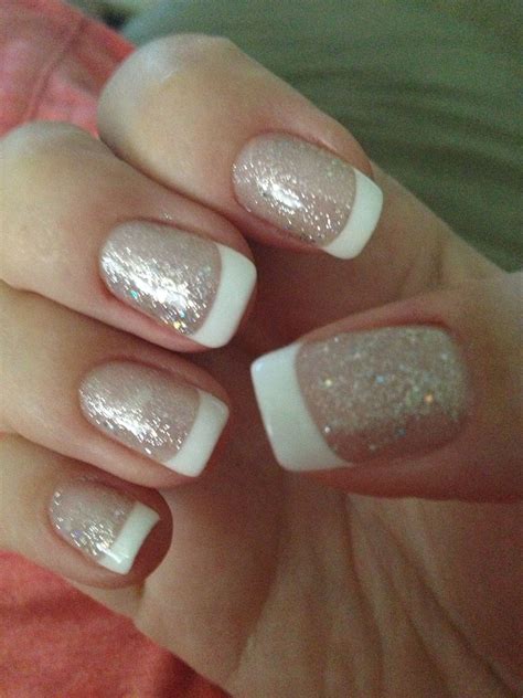 Pinterest Manicure Nail Designs French Tip Acrylic Nails Glitter