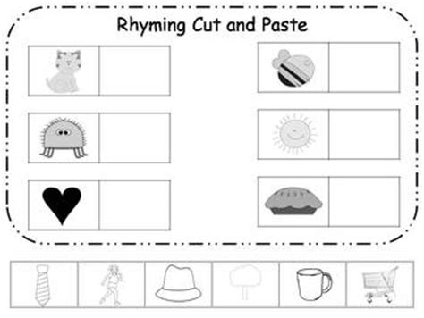 Free printables » free printable worksheets » printable kindergarten worksheets and lessons. Rhyming Cut and Paste Printable {FREEBIE} by Klever Kiddos ...