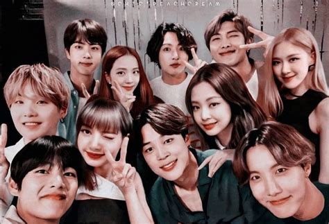 Bts Members And Blackpink Members Together Imagesee