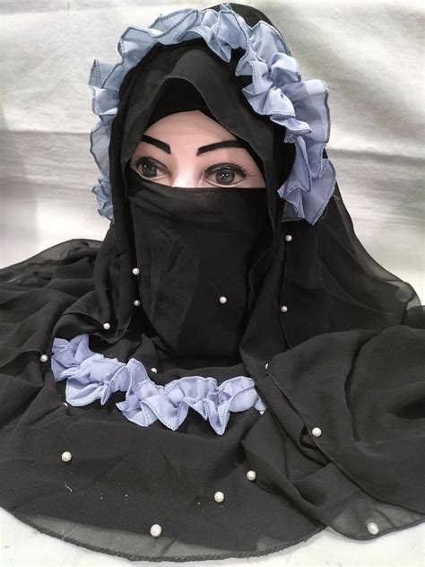 Fancy Crown With Niqab Ready To Wear Baby Blue Suzain Hijabs