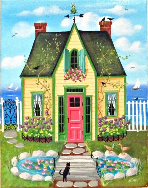 Kim Leo Lily Pad Cottage Storybook Cottage Cottage Art Coastal