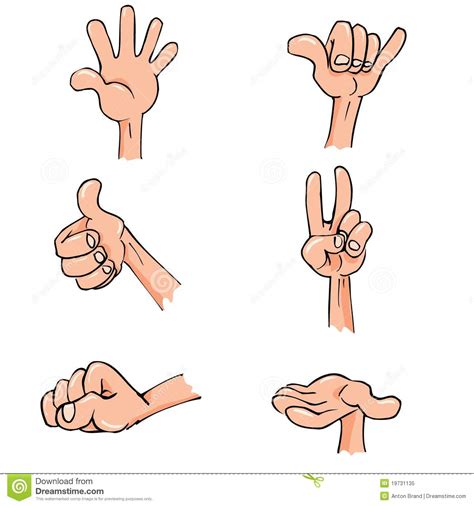 Set Of Cartoon Hands In Everyday Poses Royalty Free Stock Photo Image