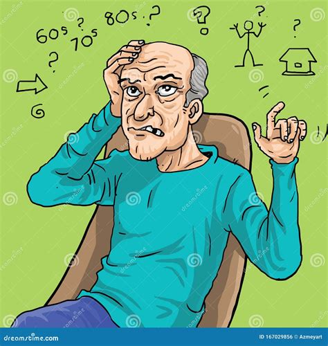 Senior Man Memory Loss And Forgetfulness Stock Illustration
