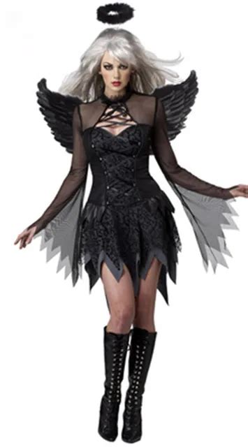 Girl Angel Demon Cosplay Costume Black Vampire White Angel Dress Halloween Party Adult Dress