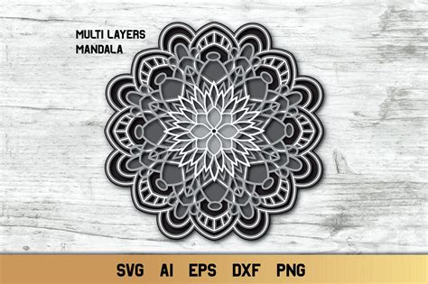 3d Layered Mandala, Multi Layer SVG, Cut File (543435) | Cut Files
