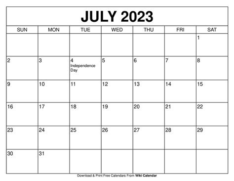 Kalender Juli 2023 Excel Kalender 2023
