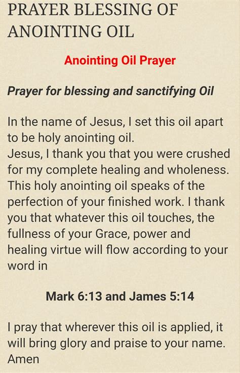 Prayer For Blessing Oil Anointing Oil Prayer Deliverance Prayers
