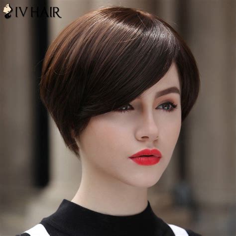 29 Off Womens Stylish Human Hair Siv Hair Short Straight Wig Rosegal