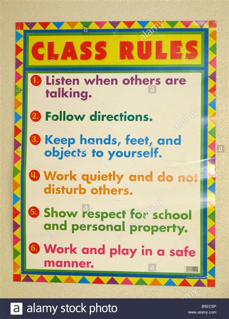 Classroom Rules Sign Stock Photo Royalty Free Image