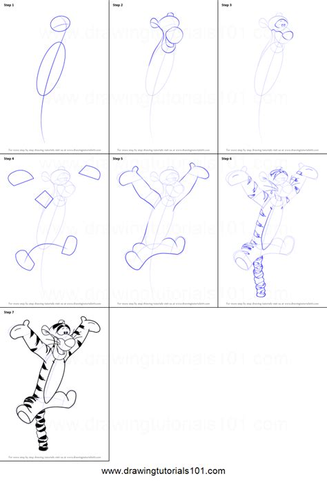 how to draw tigger from winnie the pooh printable step by step drawing sheet