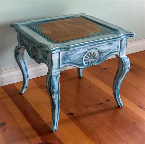 French Country End Table ~ Shabby Chic Table In Distressed White