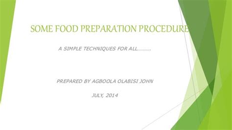 10 Food Preparation Procedure