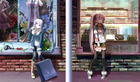 2560x1440 Anime Anime Girls Dark Hair Purple Eyes Skirt Thigh Highs Wallpaper Coolwallpapers Me