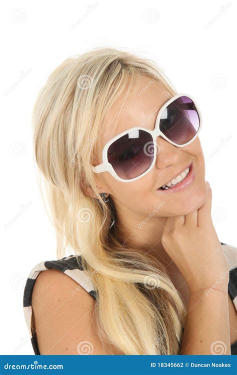 Lovely Smiling Blond In Sunglasses Stock Photo Image