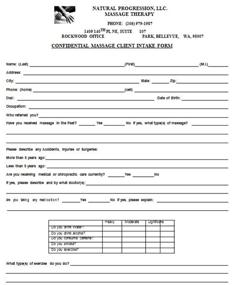 35 Free Massage Intake Form Templates Ms Word Excel Templates