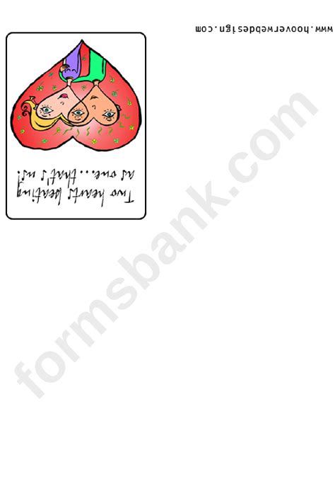 Two Hearts Beating As One Valentine Card Template Printable Pdf Download