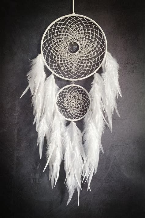 White Dreamcatcher Suncatcher With Crystal Beads And Clear Etsy