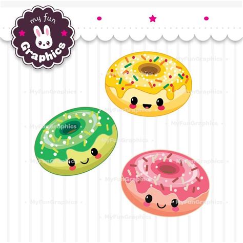 Doughnuts Kawaii Clip Art Doughnuts Cute Clipart Cute Donuts Etsy