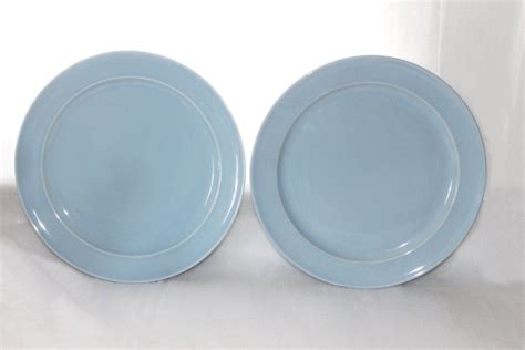 Vintage Set Of Four Lu Ray Pastel Dinner Plates 2 Blue 1 Yellow