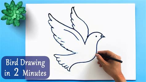 How To Draw A Bird In 2 Minutes Bird Drawing Easy Tutorial