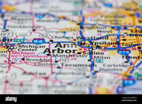 Ann Arbor Michigan Usa Shown On A Geography Map Or Road Map Stock Photo