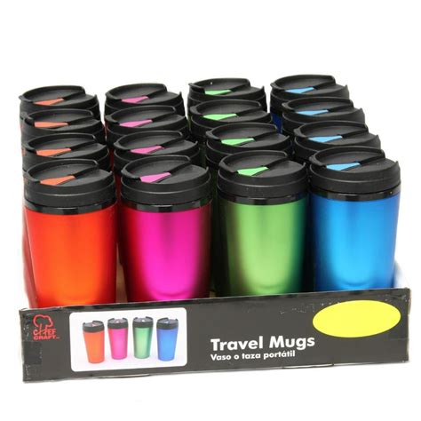 Wholesale Colorful Assorted Travel Coffee Mug Pdq 16 Oz 16 Units