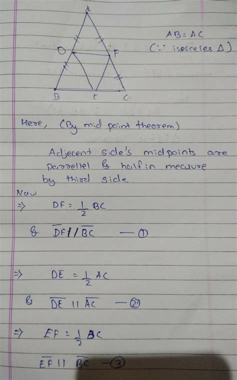 If D E And F Are The Midpoints Of The Sides AB BC And CA Respectively