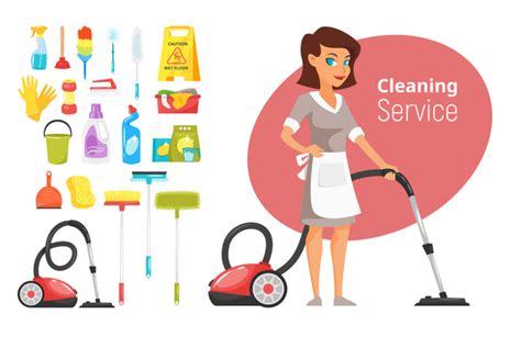 Cleaning Service Character And Stuff By Cartoon Time Thehungryjpeg