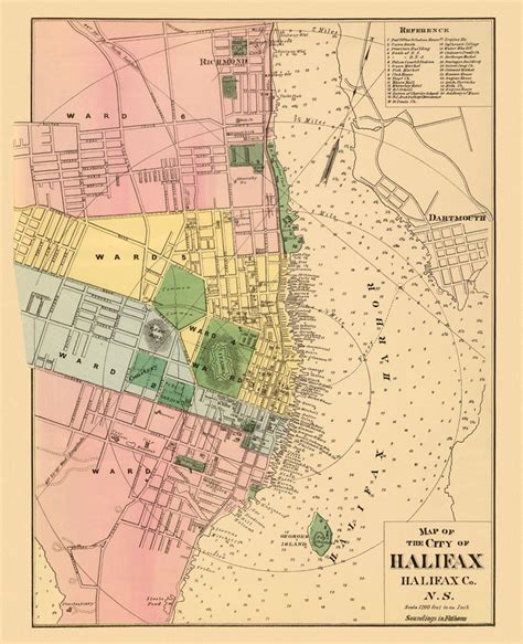 Halifax Map Vintage Map Of Halifax Antique Looking Map Giclee