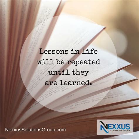 an open book with the words lessons in life will be repeated until they are learned