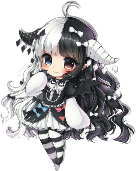 Chibi Demon Cute Black Blackandwhite Sticker By Juliaalyssa