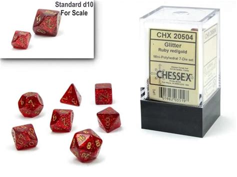 Chessex Glitter Mini Polyhedral Rubygold 7 Die Set Remetebarlang