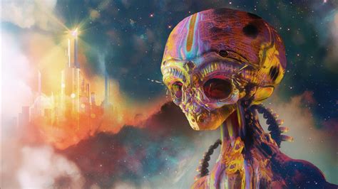 Artwork Digital Art Aliens Psychedelic Colorful Science Fiction