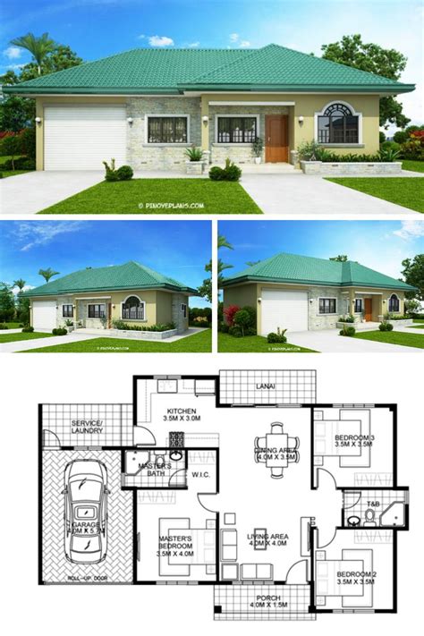 3 Bedrooms Home Design Plan 10x12m Samphoas Plan Bungalow House 3ac