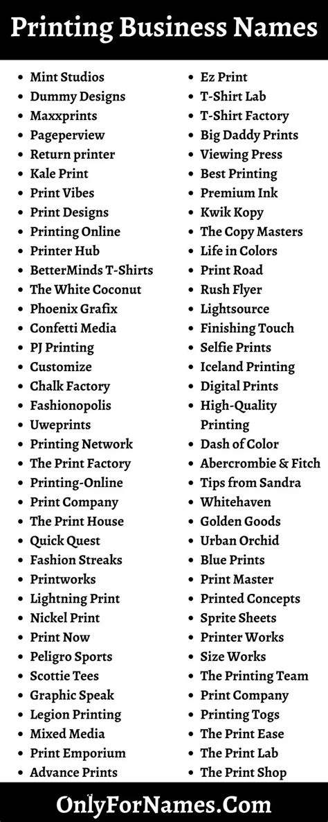 Printing Company Names 328 Printing Business Names Suggestions