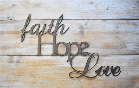 Metal Sign Faith Hope Love Word Sign Farmhouse Decor