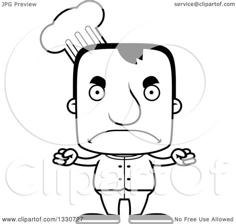Coloring the cartoon chef drawing. Lineart Clipart of a Cartoon Black and White Mad Block Headed White Man Chef - Royalty Free ...