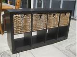 Pictures of Black Storage Shelves With Rattan Baskets