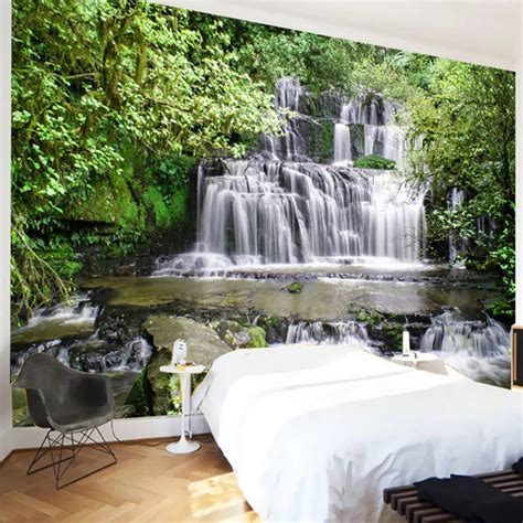Custom 3d Wall Mural Waterfalls Forest Nature Landscape Photo Wallpaper