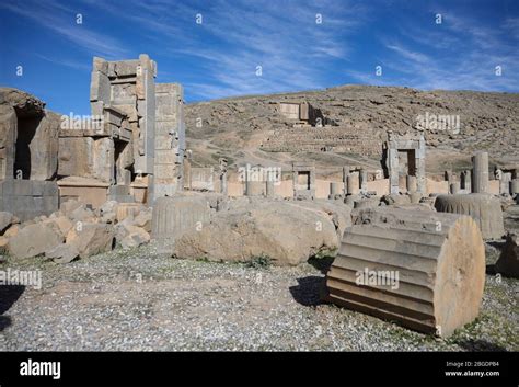 The Ancient Ruins Of Persepolis And The Tomb Of Artaxerxes Iii On The