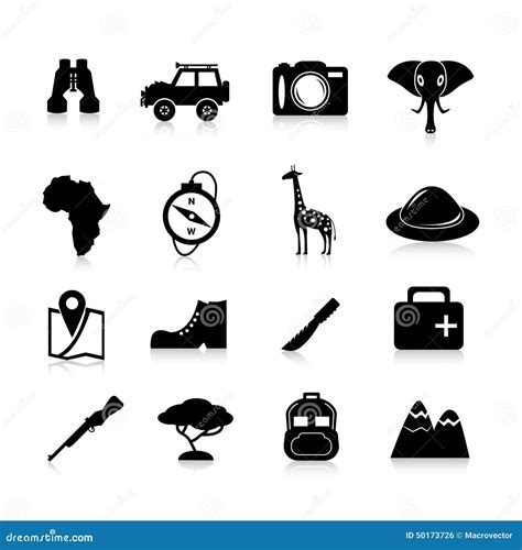Safari Icons Black Stock Vector Illustration Of Journey 50173726