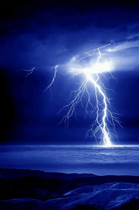 Thunder Struck Beach Lightning Nature Paper Storm Strike Wall