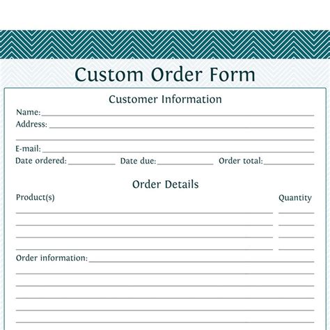 Printable Custom Order Form Template Free Printable Templates