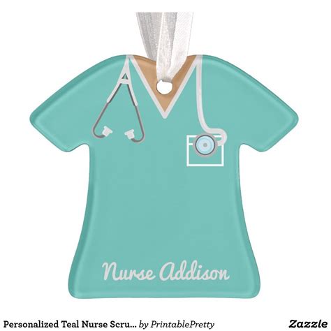 Personalized Teal Nurse Scrubs Nursing T Ornament