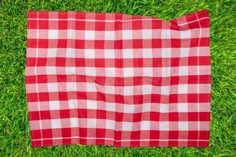 Picnic Background Red Checkered Picnic Cloth On Blurred Sun Flooded