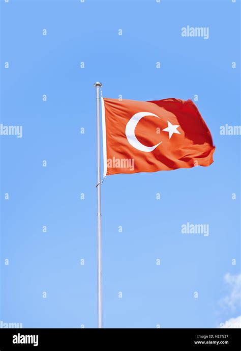 Turkish Flag Waving In The Sky Stock Photo Alamy